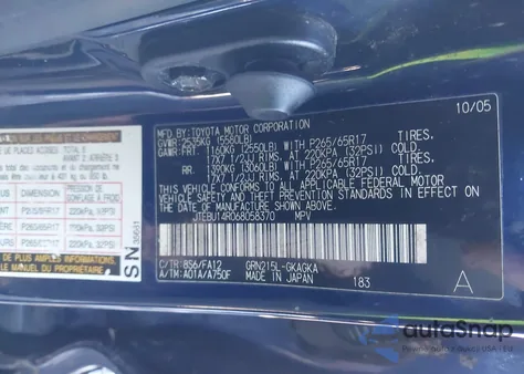 2006 Toyota 4Runner Sr5 V6 из США, поврежденный, VIN JTEBU14R068058370